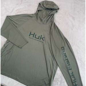 HUK Pursuit Performance Hoodie Mens 3XL Green UPF50 Vented Fishing NWT